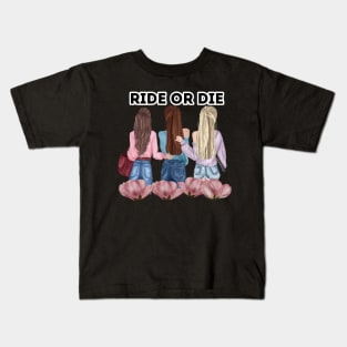 Girlfriends Cartoon - Ride or die Kids T-Shirt